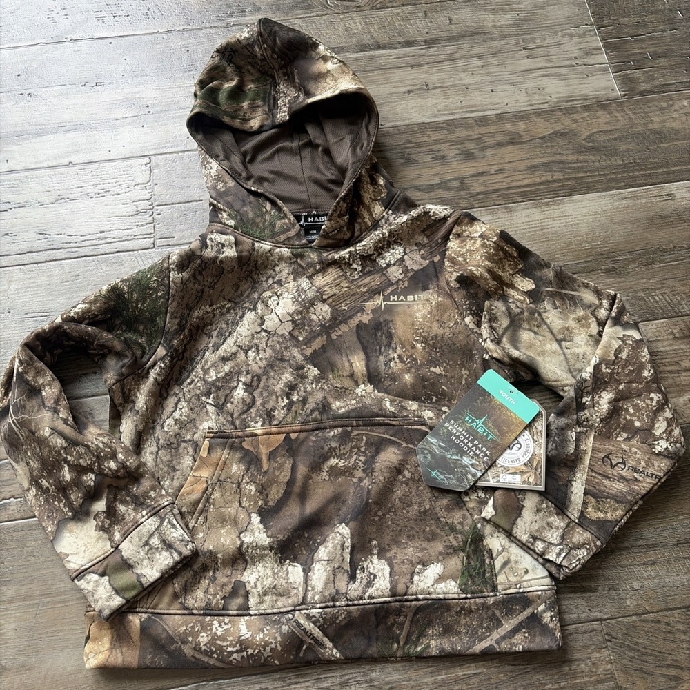 Habit Youth Summit Park Performance Hoodie - Boy's Size Medium Hunting Realtree
